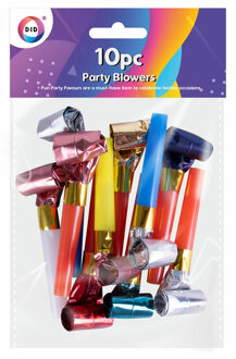 Did 10x Metallic kleurenmix roltongen party toeters - feest toeters - papier