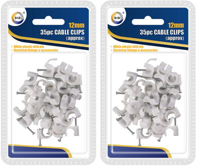 Did 140x Witte kabelclips/kabelklemmen met spijker 12 mm
