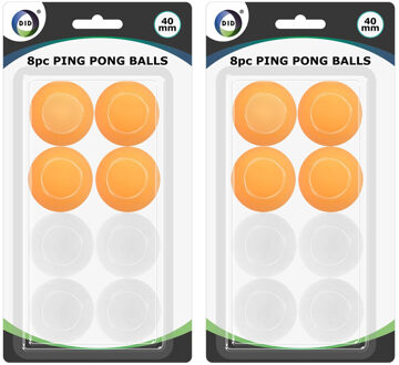 Did 16x stuks Tafeltennis pingpong balletjes wit en oranje 40 mm/4 cm