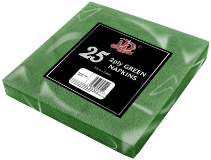 Did 25x Groene servetten 2-laags van papier 33 x 33 cm - Feestservetten