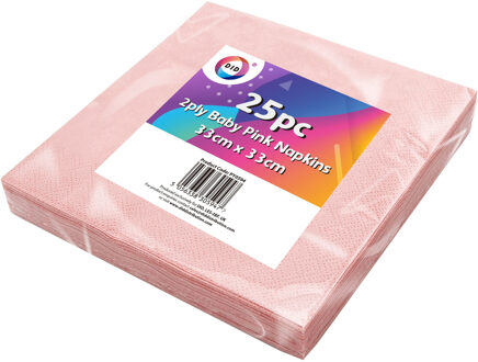 Did 25x Lichtroze servetten 2-laags van papier 33 x 33 cm - Feestservetten