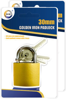 Did 2x Stuks Hangslot met 3 sleutels - 3 cm - ijzer