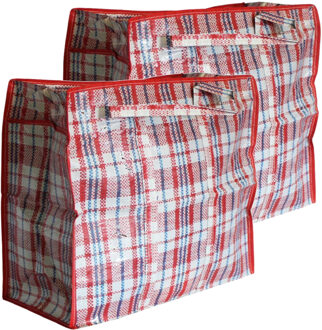 Did 2x stuks wastas/boodschappentas/opbergtas rood print 100 x 70 x 30 cm - Shoppers