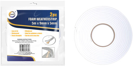 Did 2x Tochtstrips vochtbestendig zelfklevend wit 5 meter