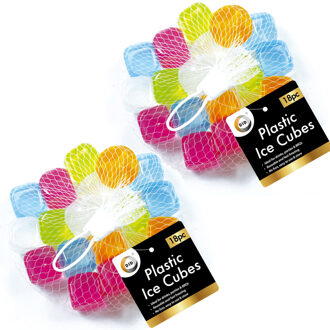 Did 36x stuks herbruikbare kunststof ijsklontjes in diverse kleuren