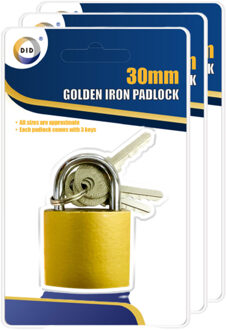 Did 3x Stuks Hangslot met 3 sleutels - 3 cm - ijzer