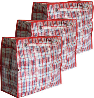 Did 3x stuks wastas/boodschappentas/opbergtas rood print 80 x 70 x 30 cm