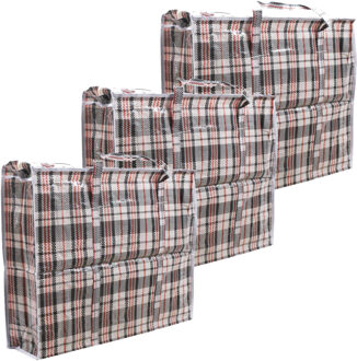 Did 3x stuks wastas/boodschappentas/opbergtas zwart print 100 x 70 x 30 cm