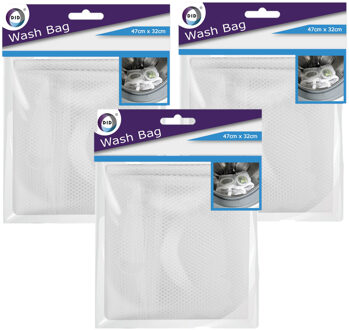 Did 3x stuks Waszak - wit - voor delicaat wasgoed - 47 x 32 cm