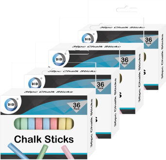 Did 4x pakjes schoolbordkrijtjes gekleurd set van 36x stuks