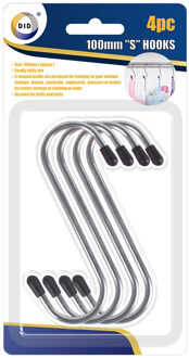 Did 4x stuks S-haken met zwarte beschermlaag 10 cm