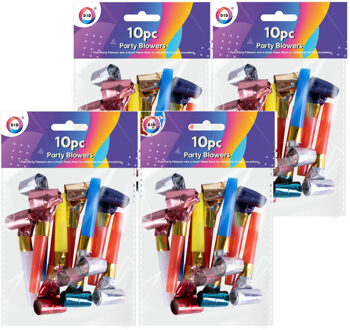 Did 50x Metallic kleurenmix roltongen party toeters