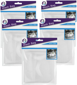 Did 5x stuks Waszak - wit - voor delicaat wasgoed - 47 x 32 cm