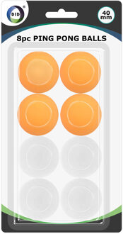 Did 8x stuks Tafeltennis pingpong balletjes wit en oranje 40 mm/4 cm