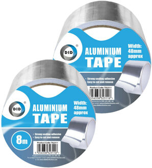 Did aluminiumtape/reparatietape zilver 2 stuks 8 meter - Tape (klussen) Zilverkleurig