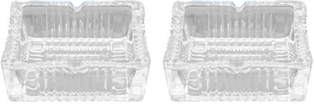 Did Asbak - 2x - vierkant - glas - 10 x 4 cm - binnen/buiten - asbakken