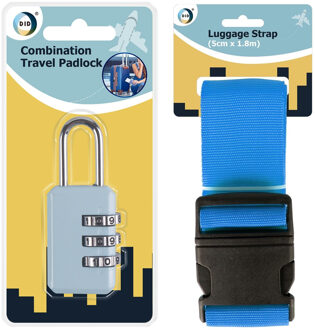 Did Bagageslot/cijferslot en kofferriem set voor reistassen en koffers - blauw - Kofferslotjes