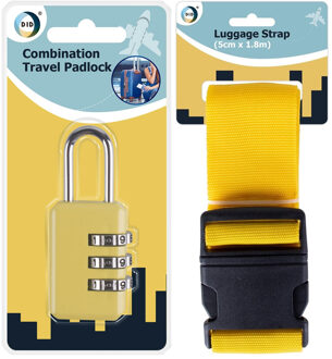 Did Bagageslot/cijferslot en kofferriem set voor reistassen en koffers - geel