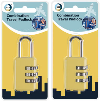 Did Bagageslot/cijferslot voor reistassen en koffers - 2x - geel - hangslot