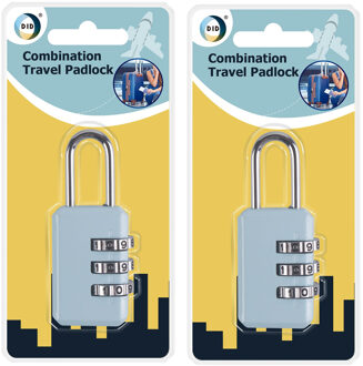 Did Bagageslot/cijferslot voor reistassen en koffers - 2x - lichtblauw - hangslot
