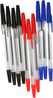 Did Balpennen - 10x stuks - blauw/rood/zwart - met dop - kantoor/school Multi