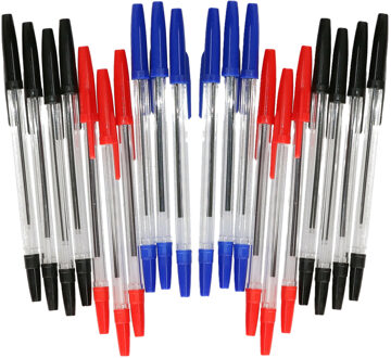 Did Balpennen - 20x stuks - blauw/rood/zwart - met dop - kantoor/school
