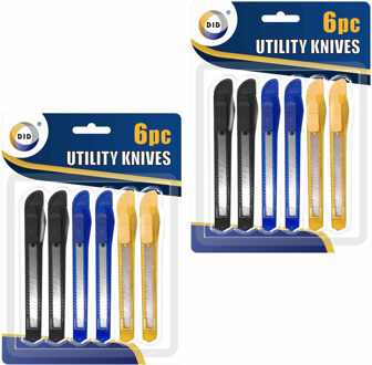 Did Breekmesjes - 12x stuks - gekleurd - 13 cm - hobbymesjes - afbreekmesjes