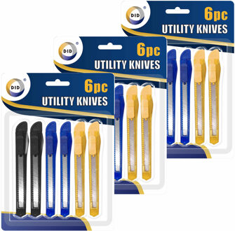 Did Breekmesjes - 18x stuks - gekleurd - 13 cm - hobbymesjes - afbreekmesjes