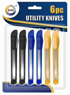 Did Breekmesjes - 6x stuks - gekleurd - 13 cm - hobbymesjes - afbreekmesjes Multi