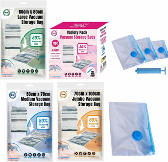 Did Compressie/vacuum opbergzakken met handpomp - 15 stuks - 3 formaten