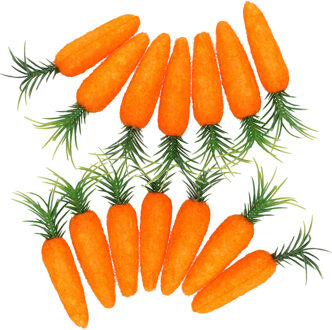 Did Decoratie wortelen - 14x - oranje - watten/polyester - 7 cm - Sinterklaas / Pasen