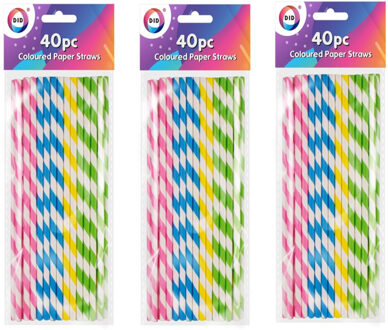 Did Drinkrietjes - papier - set 120x - multicolour kleuren - 20 cm - verjaardag/feestje