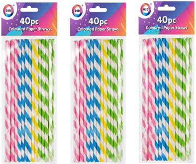 Did Drinkrietjes - papier - set 200x - multicolour kleuren - 20 cm - verjaardag/feestje