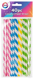 Did Drinkrietjes - papier - set 40x - multicolour kleuren - 20 cm - verjaardag/feestje