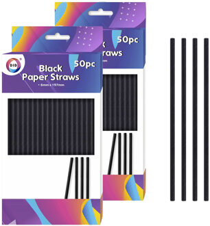 Did Drinkrietjes - zwart - 100x stuks - 20cm x 0.6cm - papier?