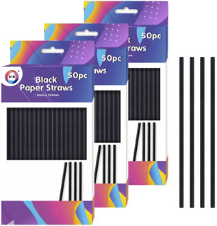 Did Drinkrietjes - zwart - 150x stuks - 20cm x 0.6cm - papier?