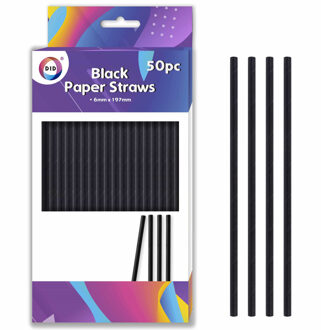 Did Drinkrietjes - zwart - 50x stuks - 20cm x 0.6cm - papier
