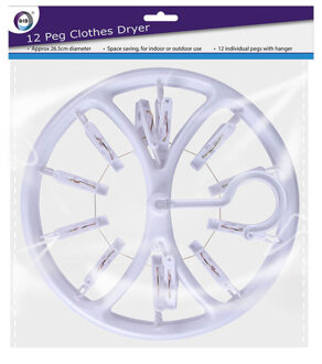 Did Droogcarrousel/droogmolen wit met 12 knijpers 26,5 cm