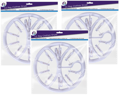 Did Droogcarrousel/droogmolen wit met 12 knijpers 26,5 cm