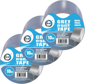 Did duct tape/reparatietape grijs 3 stuks 10 meter - Tape (klussen)