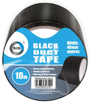 Did duct tape/reparatietape zwart 10 meter x 48 mm - Tape (klussen)