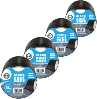 Did duct tape/reparatietape zwart 4 stuks 10 meter x 48 mm