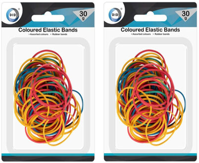 Did Elastiekjes - 2x zak 30 gram - gekleurd - hobby - kantoor - elastiek
