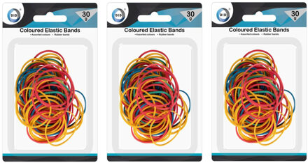 Did Elastiekjes - 3x zak 30 gram - gekleurd - hobby - kantoor - elastiek