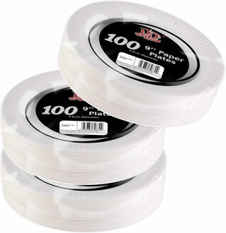 Did Feestbordjes/gebaksbordjes karton - 300x - wit - rond - papieren bordjes