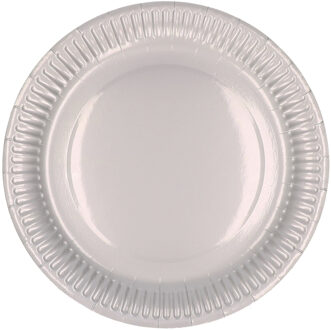 Did Feestbordjes/gebaksbordjes karton - 30x - zilver - rond - papieren bordjes