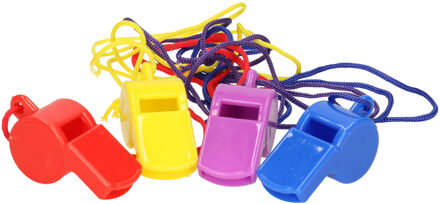 DID Fluitjes Multipack - 24x gekleurde kunststof fluitjes aan koord