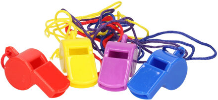 Did Fluitjes Multipack - 4x gekleurde kunststof fluitjes aan koord