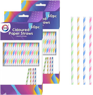 Did Gekleurde rietjes - 100x stuks - 20cm x 0.6cm - drinkrietjes