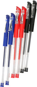 Did Gelpennen - 6x stuks - blauw/rood/zwart - met dop - kantoor/school Multi